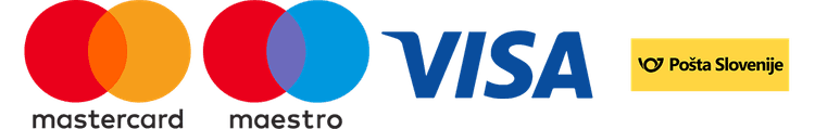 Načini plačila: Mastercard, Maestro, Visa, Pošta Slovenije